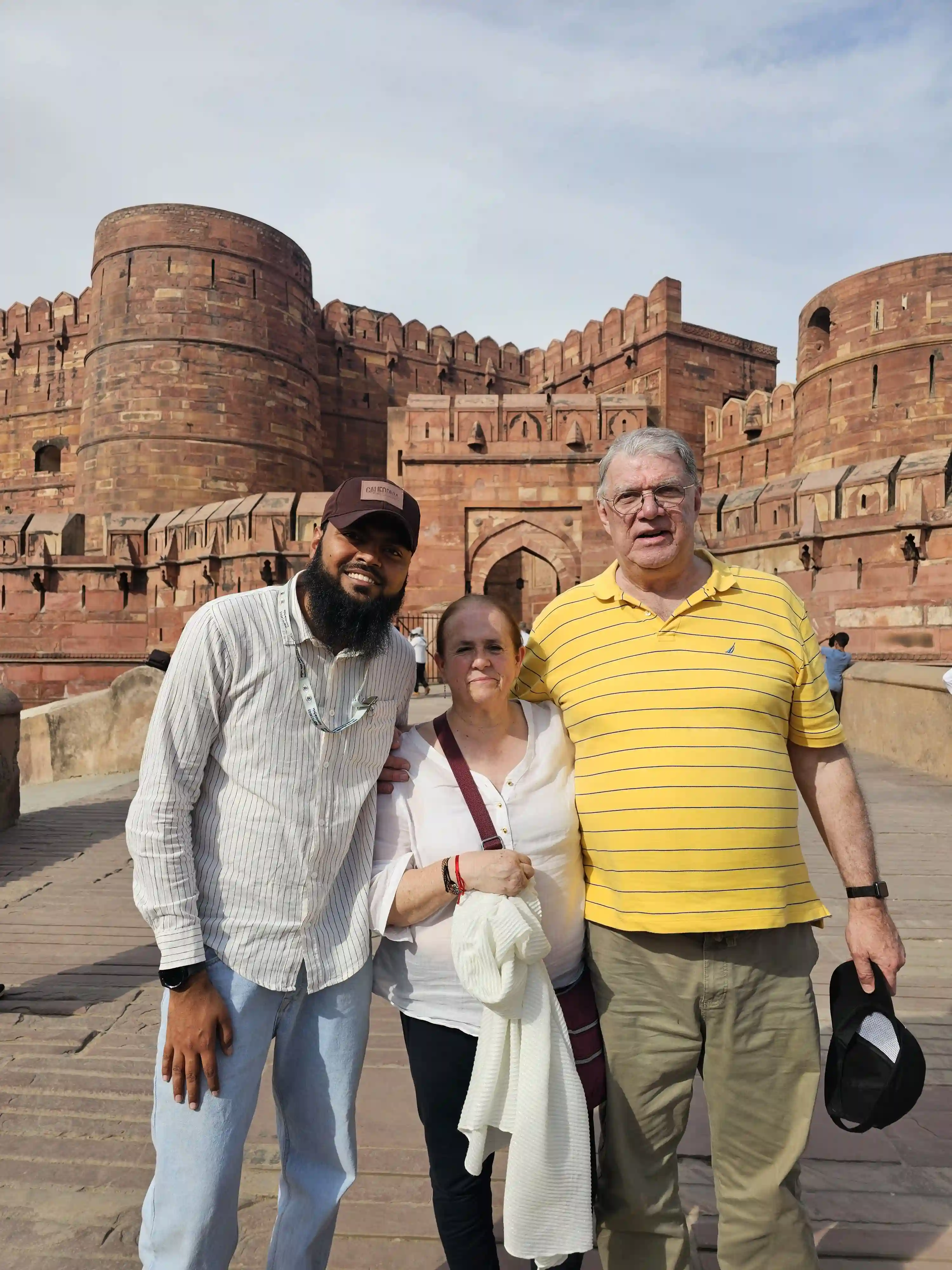 Agra Fort Musamman Burj &mdash; Shah Jahan prison balcony with Taj Mahal visible across the Yamuna