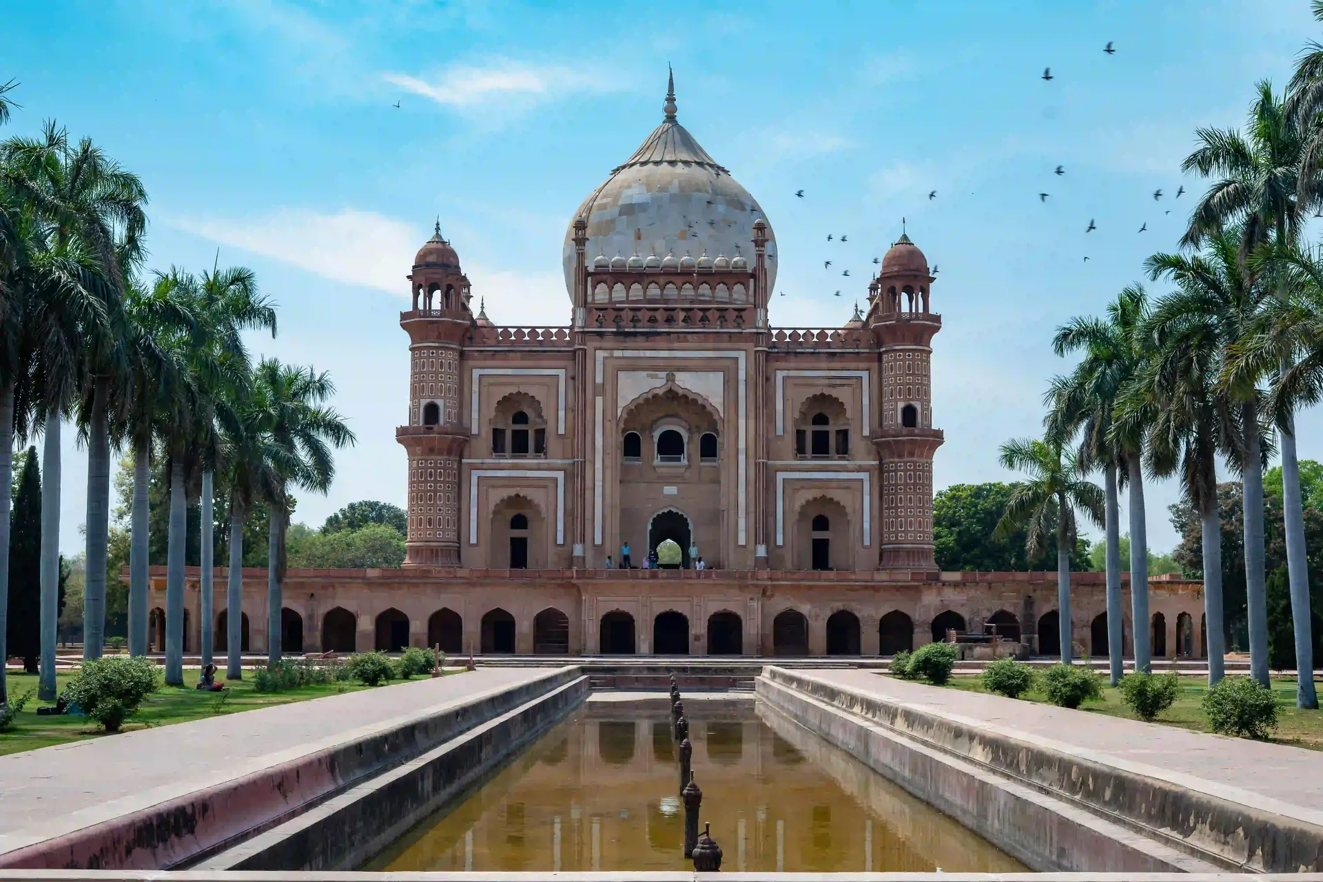 Safdarjung's Tomb in Delhi with its long water channel