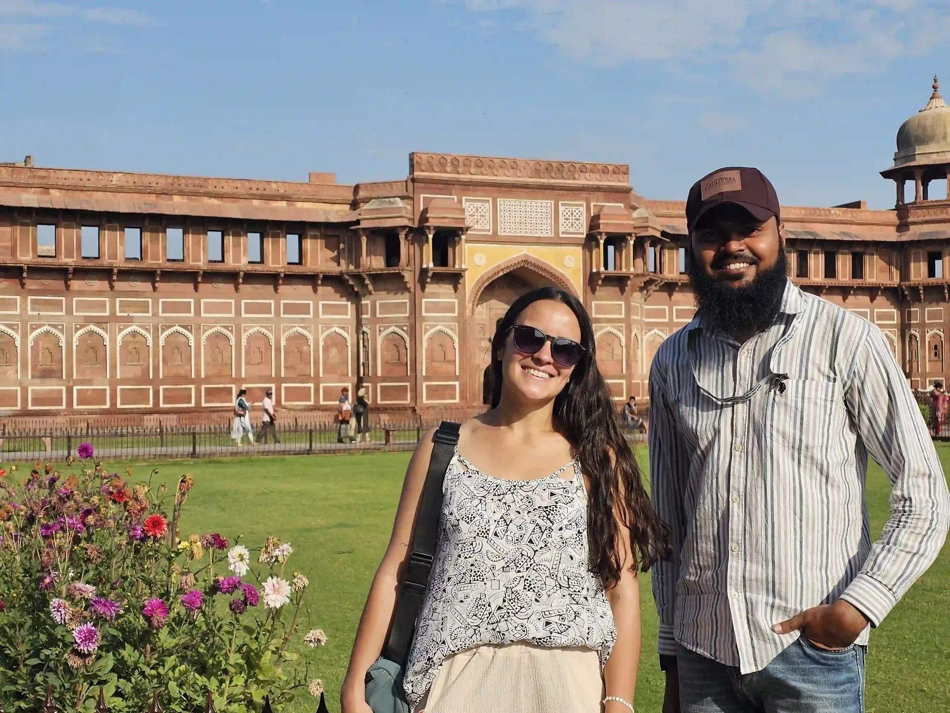 A traveller and Kamran Khan on a private tour of Agra Fort