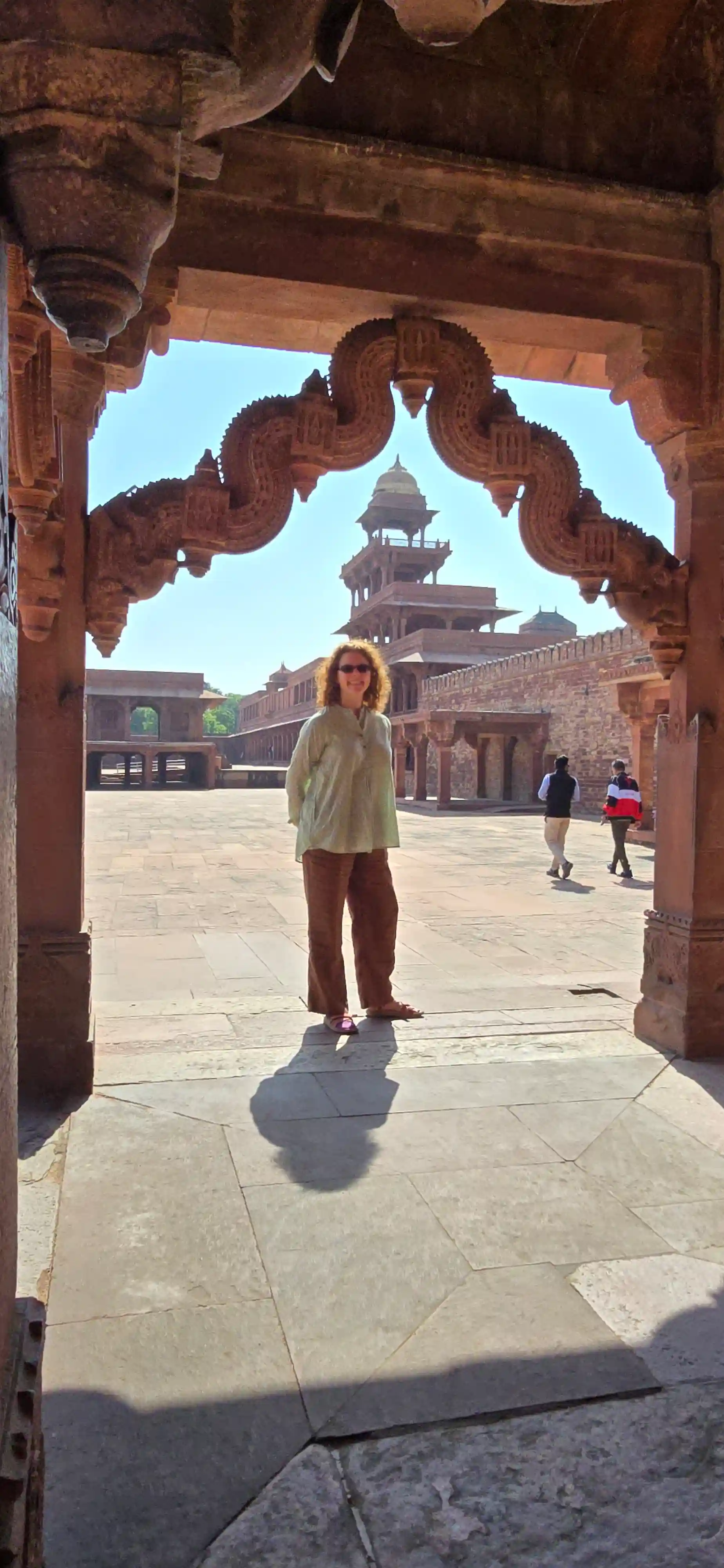 Panch Mahal five-storey open pavilion at Fatehpur Sikri &mdash; imperial terrace sunset light